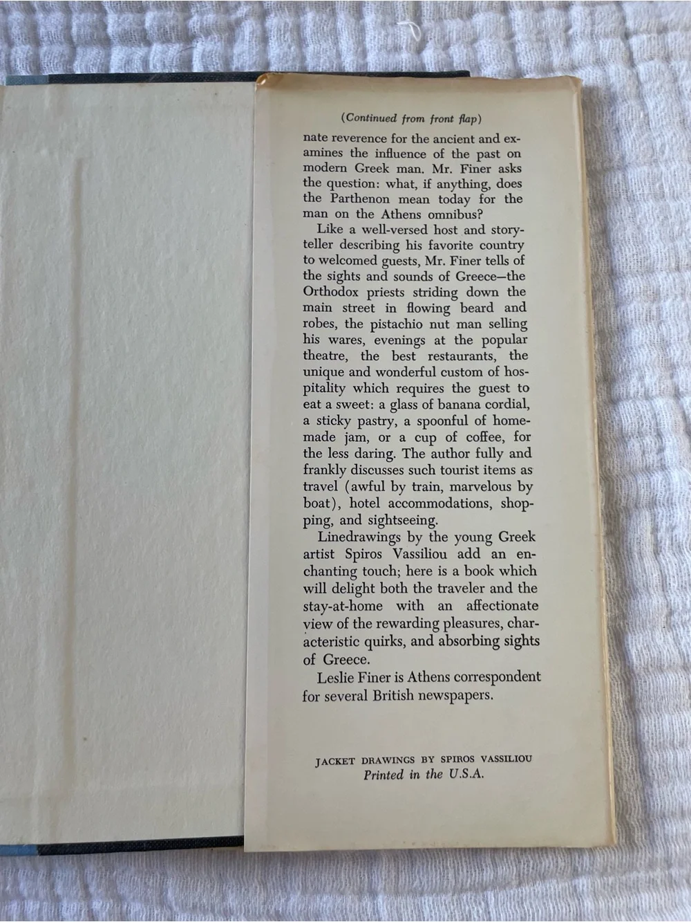 Vintage 1965 Passport to Greece Leslie Finer First US Ed HC DJ Spiros Vassiliou